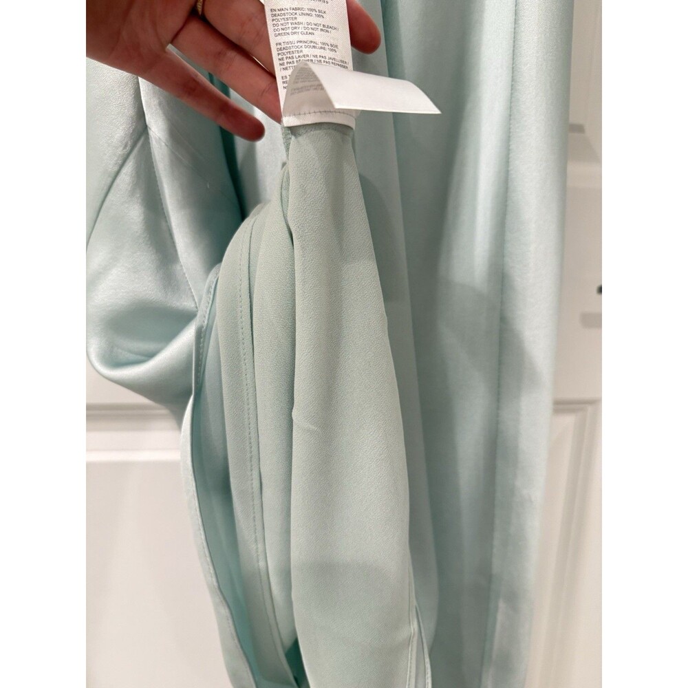 NWOT Reformation Cardi Silk Dress Elegant Mint Green Slip Dress  Orig. $278 - Picture 13 of 14